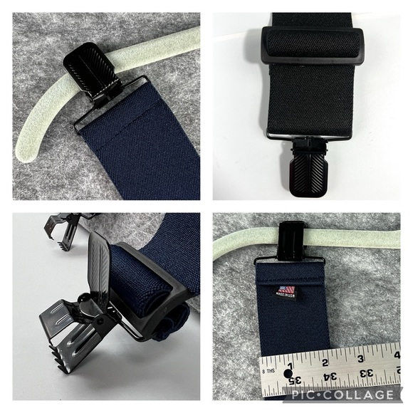 TWO PAIR 2” Clip On Suspenders Made in U.S.A. Black Blue “X” Style Heavy Duty - Picture 10 of 11